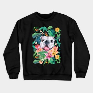 Tropical White English British Bulldog 2 Crewneck Sweatshirt